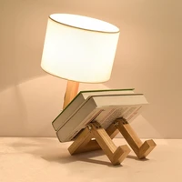 beiaidi diy deformable table lamp foldable robot shape table night light with e27 cloth art wood desk table lamps