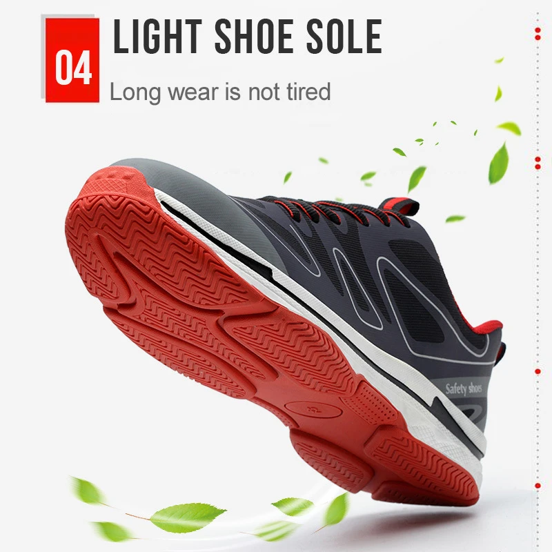 Safety Work Shoes Gifts For Men Anti Smashing Steel toe Puncture Proof Slip Breathable Light Sport Style Resistant Sneakers | Обувь