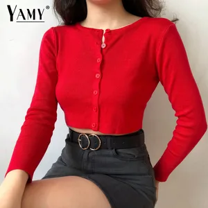 Женский вязаный кардиган на пуговицах, милый Укороченный кардиган в Корейском стиле, уличная одежда, осень 2019
