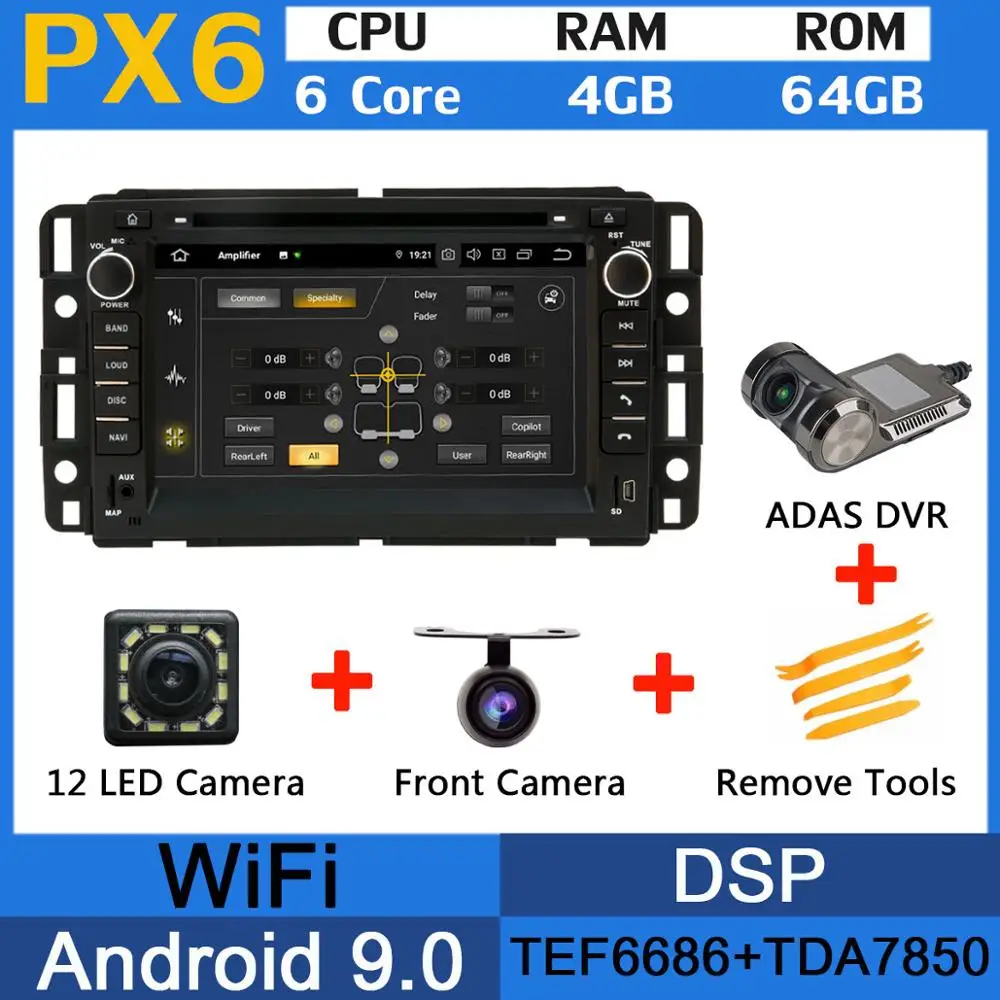 PX6-Adas 5 USB порт Android 9,0 PX6/Восьмиядерный автомобильный DVD для Chevy Chevrolet Cobalt Silverado Suburban Buick Enclave автомобильный Радио gps DSP - Цвет: PX6-Adas