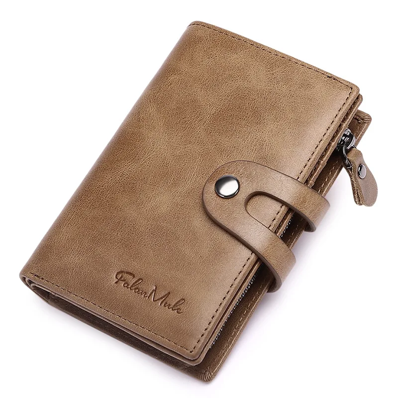 

Men's Wallet Men's Short Leather Multi-Function Wallet Vintage Verticle Leather Wallet Driving License Zipper