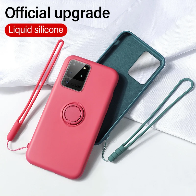 ultra thin silicone magnetic phone case for samsung galaxy s21 s20 s10 e s9 s8 note 20 10 9 plus ring bracket cover free global shipping
