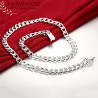 pure silver 925 necklaces for men 10mm link chain long necklace collier homme man jewelry accessories bijoux gifts
