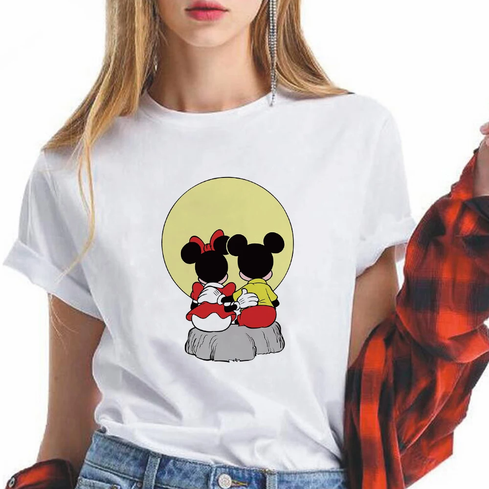 

Watch The Moon T-shirt Female Trendy Mickey and Minnie Dropship Women Short Sleeve Disney Valentine's Day Loose Fashion Tshirt