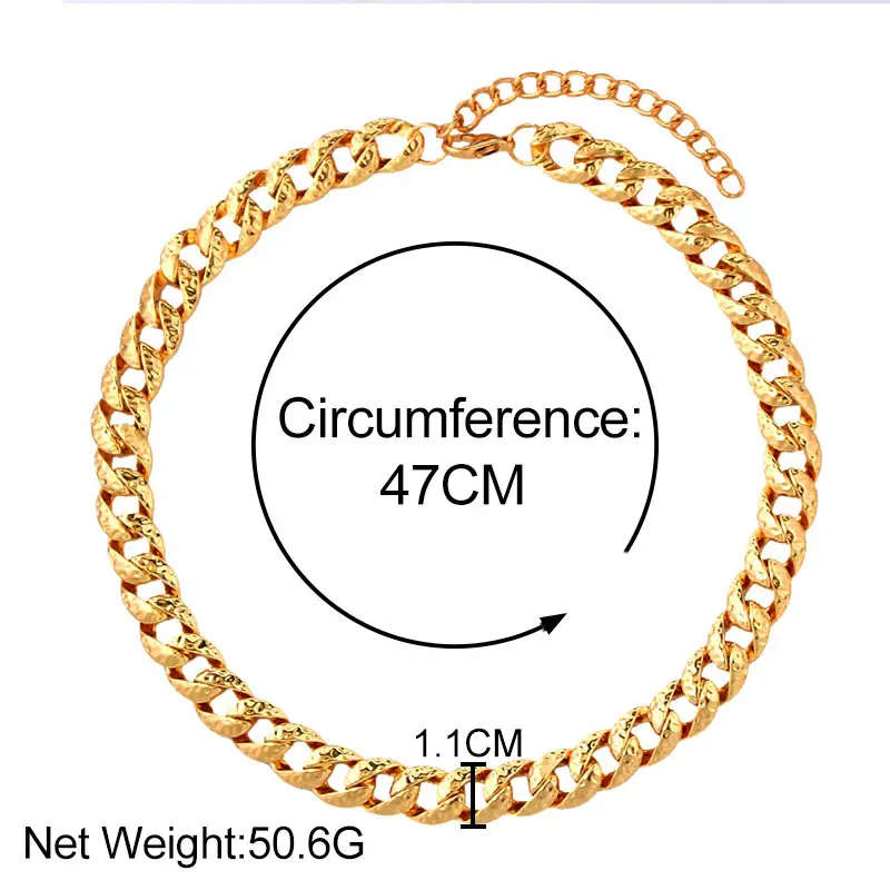

Punk Gold Color Metal Big Thick Chain Choker Necklace For Women Men Goth Round Circle Geometry Statement Collares Retro Jewelry