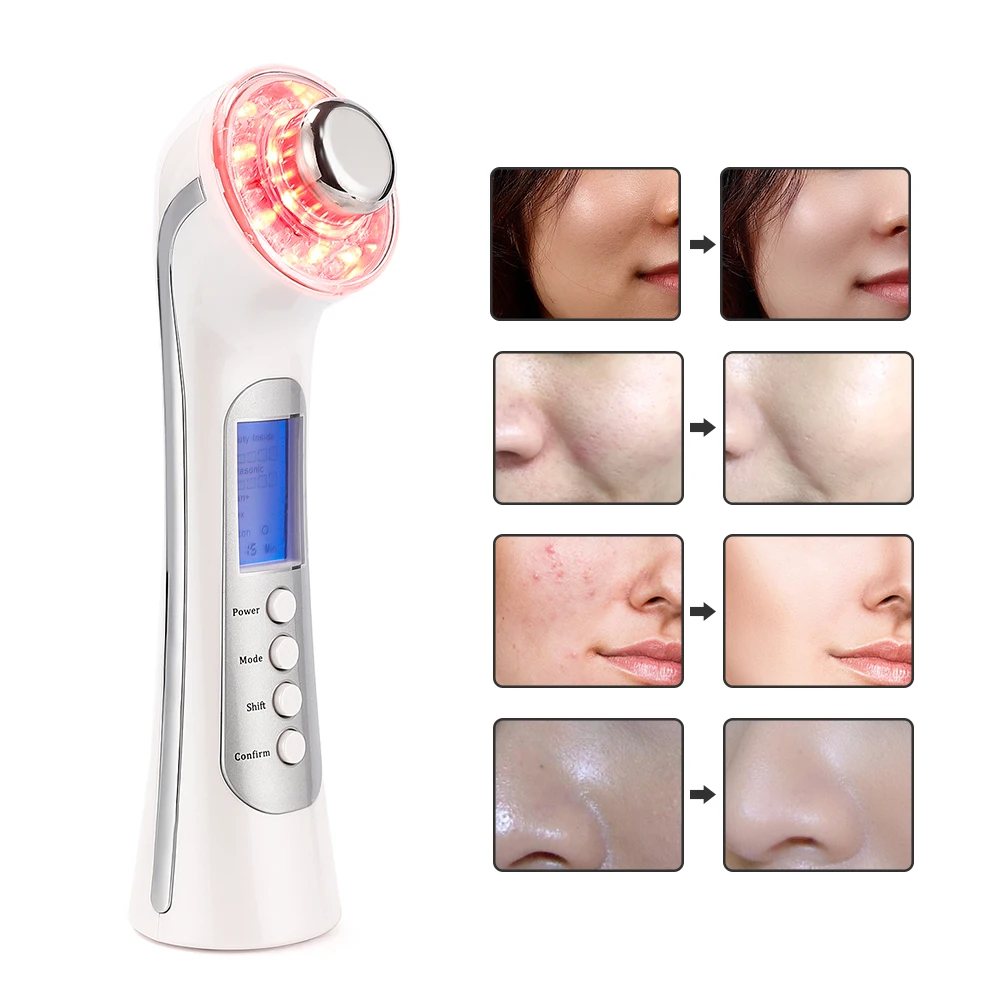 値段 5 1で超音波顔リフティングイオンled光子エレクトロマッサージ顔アンチエイジングしわ除去美容スキンケア