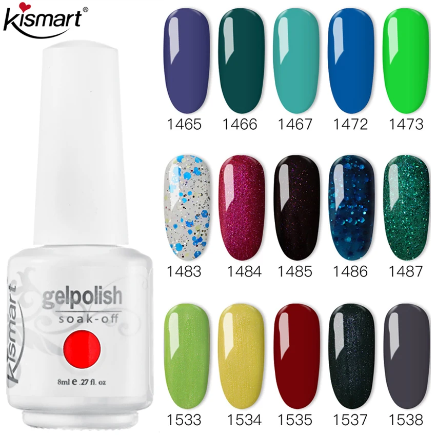 

Kismart 8ml Gel Polish Varnish Pure Pink Series 369-Colors New UV Gel Nail Polish Nails Art Manicure Nails Semi Permanent