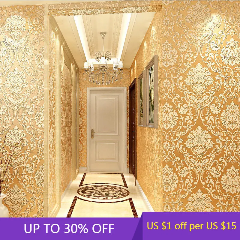 

10m European non-woven wallpaper 3d luxury stereo TV background thickening living room dormitory wallpaper decorative wallpapers