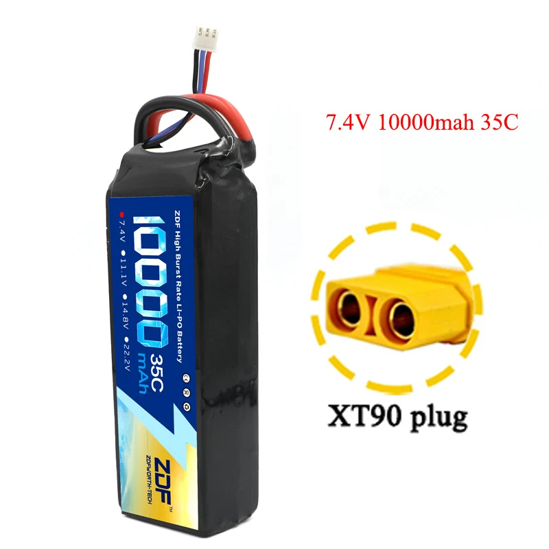 7.4v XT90 plug ZDF RC автомобиль Lipo батарея 2S 3S 7,4 V/11,1 V 10000mah 35C Max 70C XT90/XT60/T Разъем для Rc самолета Traxxas автомобиль RC грузовик - Цвет: 7.4v XT90 plug
