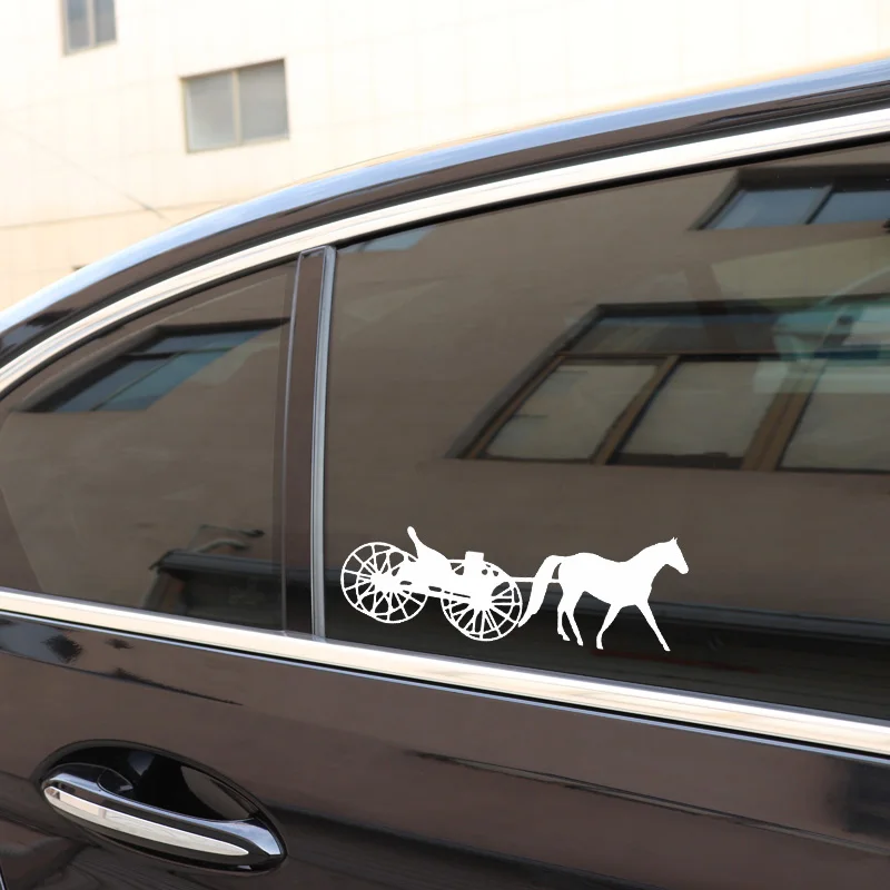 

YJZT 16.5CM*6.1CM Cool Silhouettes Carriages Beautiful Vinyl Decal Nice Car Sticker Dazzling Black/Silver C27-1068