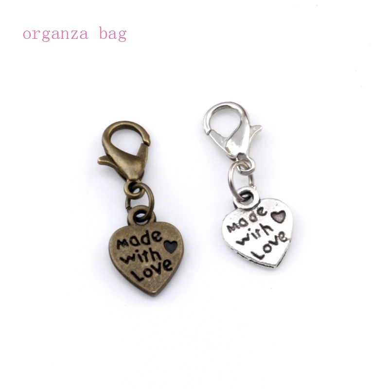 

100pcs/lots Zinc Alloy Heart Floating Lobster Clasps Charm Beads Fit Charm Bracelet DIY Jewelry Bronze 9.5x26mm A-528b