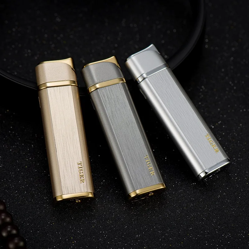Газовая зажигалка бутан турбо Зажигалка металлическая сигарета Электронная