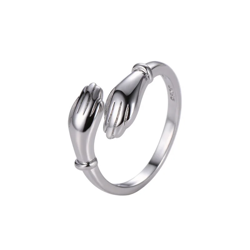 

Personality Design Embrace with Both Hands Ring 2021 Fashion Women Gold Color Opening Ring Trend Hip Hop Party Jewelry for Women