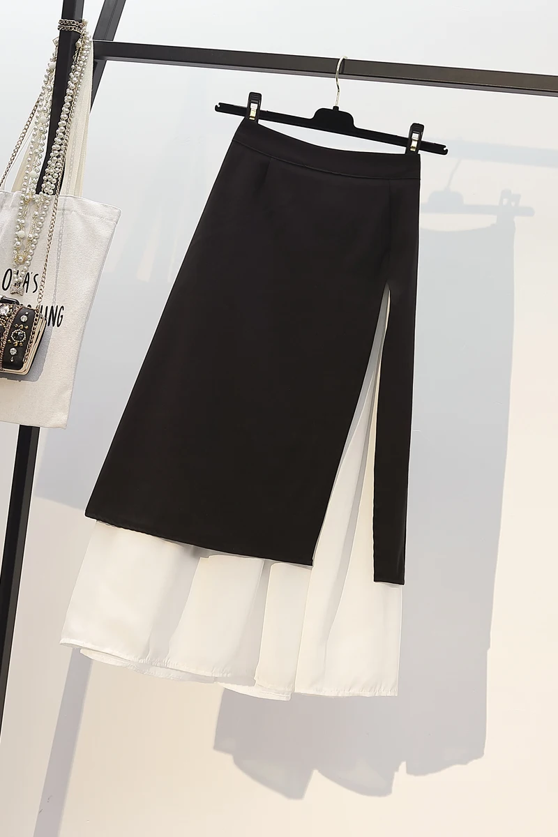 

Large Size Women's Clothing 2021 New Office Lady Professional Skirt Slim High Waist Ruffled Skirt Female Solid Color Skirt