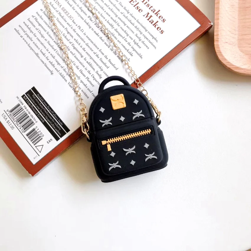 Роскошный модный мини-рюкзак для AirPods 1/2 защитный чехол силиконовый мягкий чехол для беспроводной bluetooth-гарнитуры Комплект женский чехол