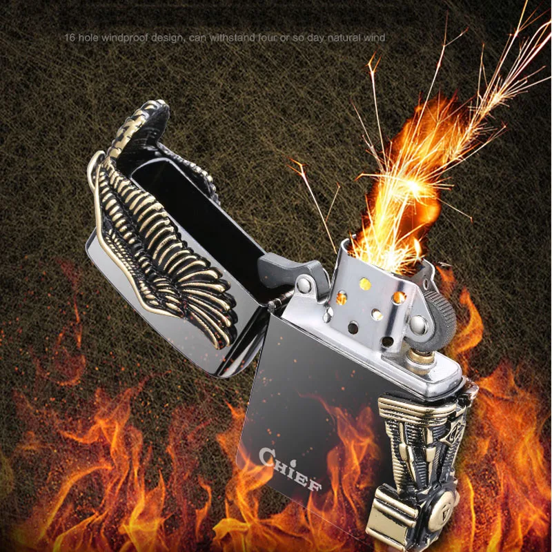 Орел лидер Черный лед керосин Чистая медь Зажигалка креативные ветрозащитные