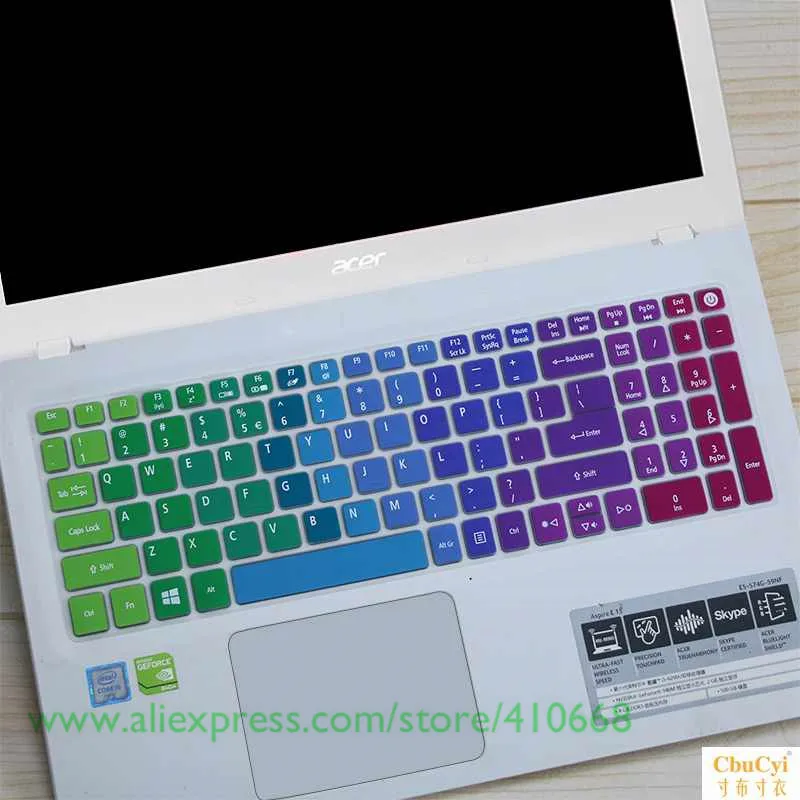 Rainbow 15,6 15 дюймов силиконовая клавиатура протектор кожного покрова для acer Aspire 5 A515 A515-15 A515-15G E5-523G E5-576G E5 523G 575G 576G - Цвет: Rainbow