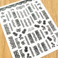 newest black lace design 3d self adhesive back glue decal slider diy decoration nail stickers ca 134