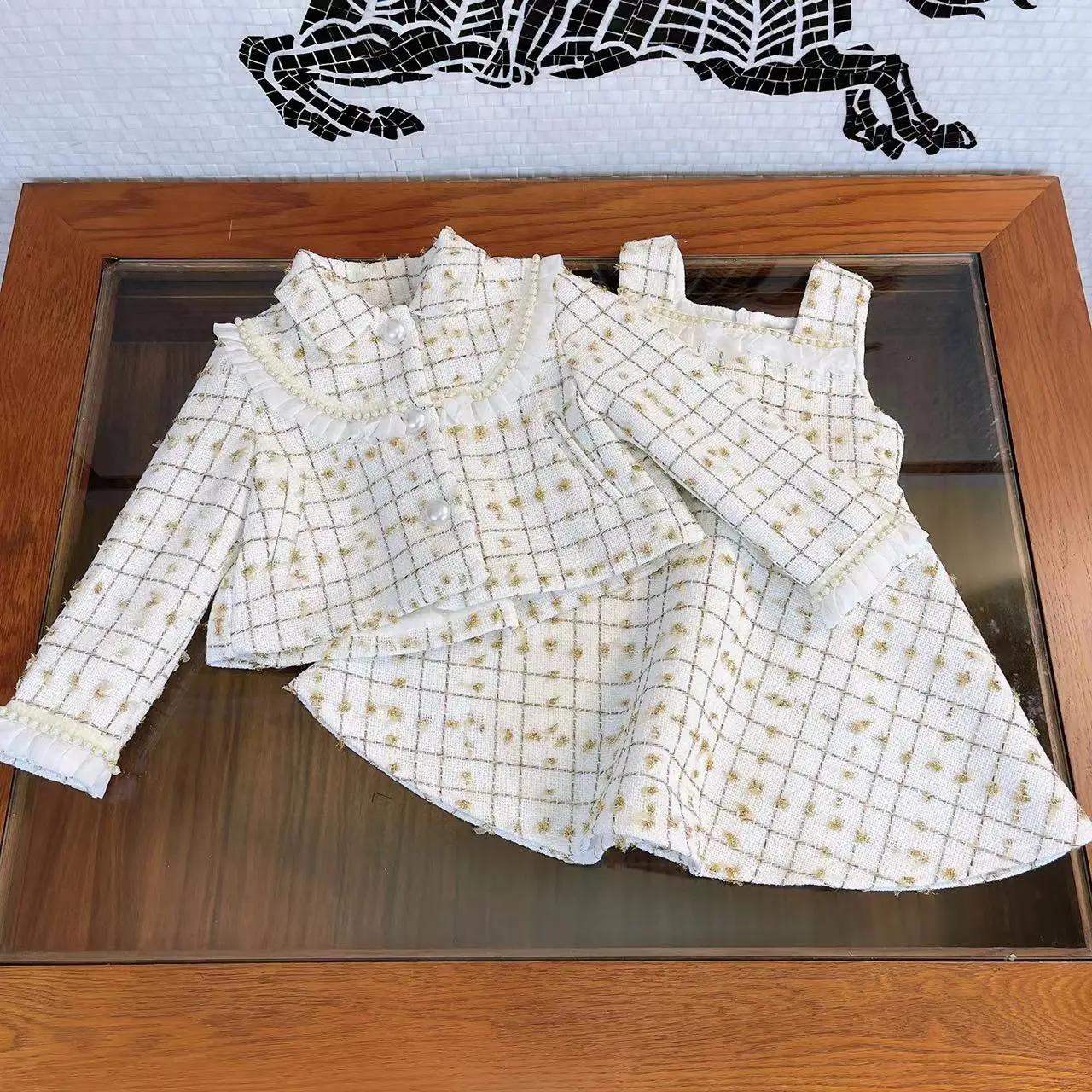 

Детская одежда для осени и зимы, новинка 2021, маленький шерстяной костюм с запахом для девочек