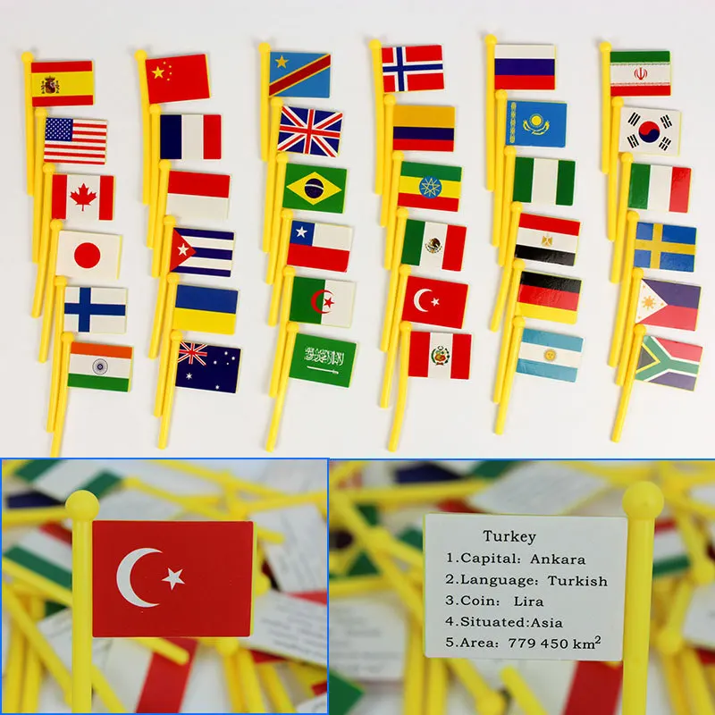 Детская Деревянная Карта мира по методу Монтессори знак с национальным флагом
