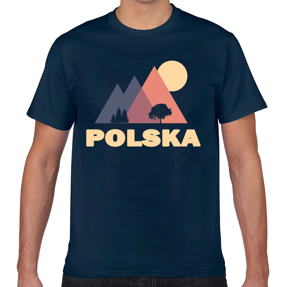 Топы Футболка Для мужчин Польша природу в стиле хип хоп Винтаж Хлопковая мужская