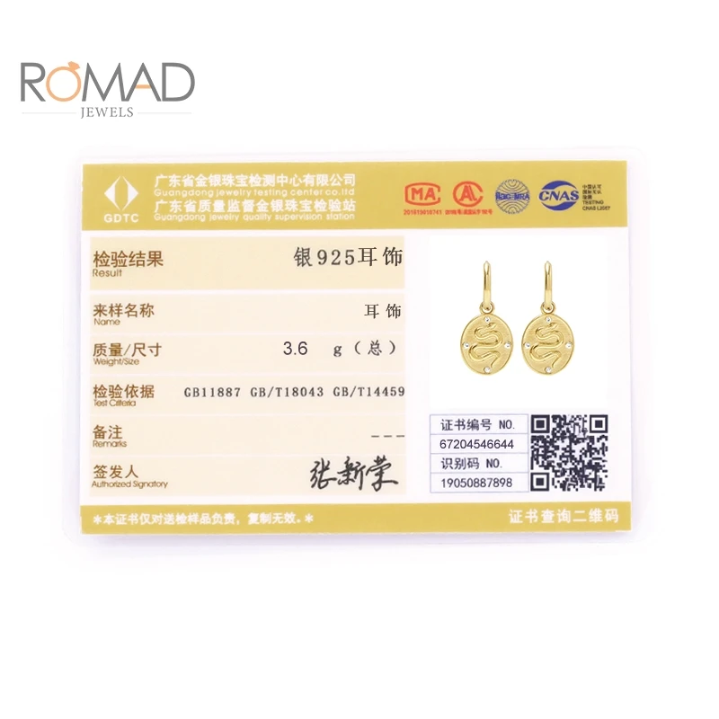 

ROAMD Women Disc Winding Snake Zircon Earrings 925 Sterling Silver Hoops Earrings Korean Trendy Jewelry Kolczyki Damskie