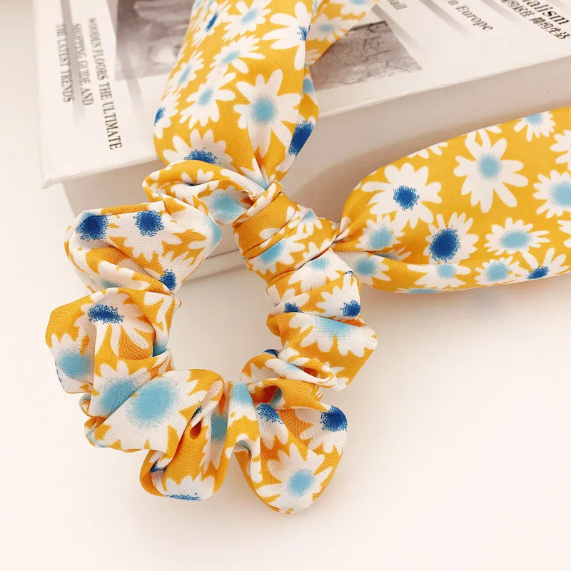 Женские резинки для волос в стиле ретро с ромашками и бантом модные конским