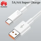 Оригинальный кабель USB Type C 6A 5A для Huawei P50 Pro Mate 40 P30 Pro Honor 60 50 100 Вт 66 Вт Supercharge 40 Вт, шнур для быстрой зарядки