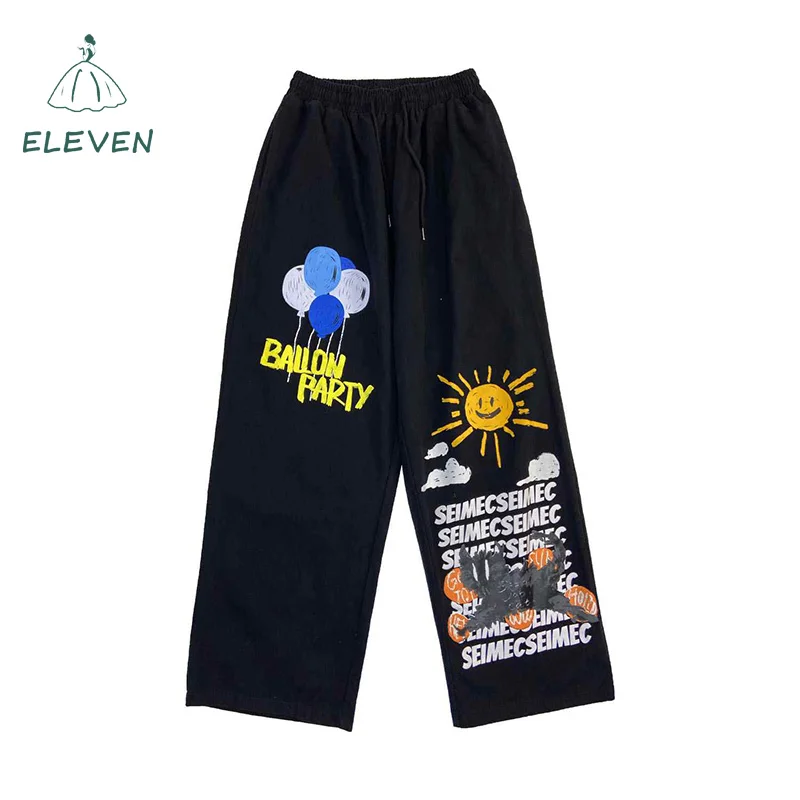 

New Street Fashion Brand Trousers Harajuku Personality Graffiti Casual Pants Loose Straight-leg Pants Bottoms Tide
