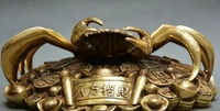 chinese fengshui old bronze crab yuanbao money all directions fortune statue