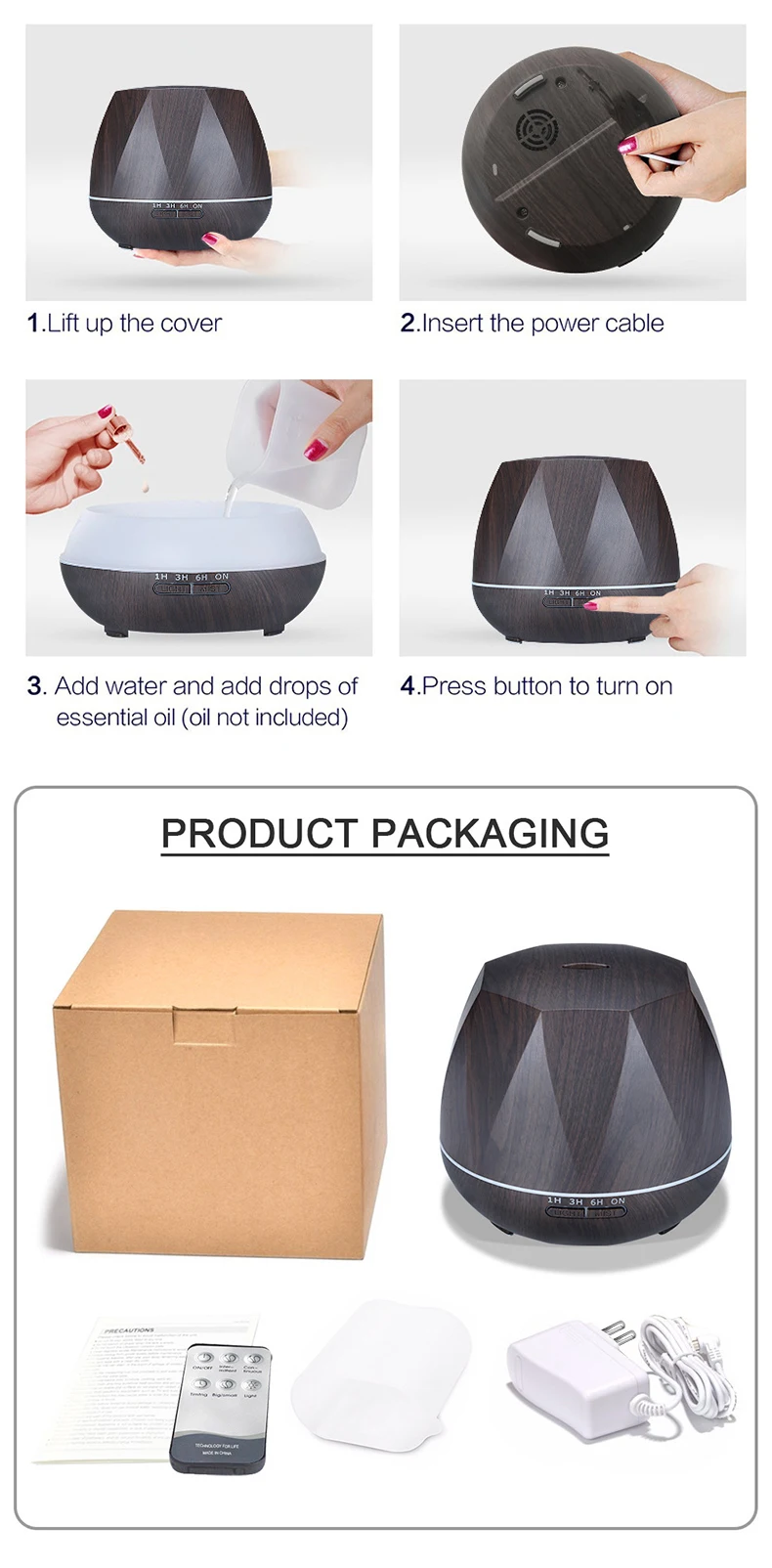 TINTON LIFE 550 мл увлажнитель воздуха с дистанционным управлением Humidificador тумана Эфирное масло Арома диффузор ароматерапия