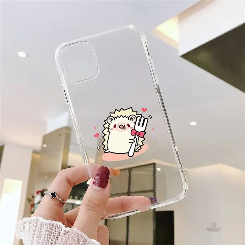 

Animal lovely cartoon hedgehog Phone Case Transparent for iPhone 6 7 8 11 12 s mini pro X XS XR MAX Plus SE cover funda