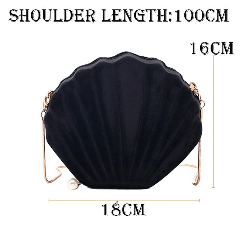 

Women Chain Bag Shell Shape Shoulder Bag 2021 Spring Velour Crossbody Bag Women Fashion Small Handbag
