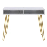 computer table study table with marble iron foot white 103x55x80cm us warehouse