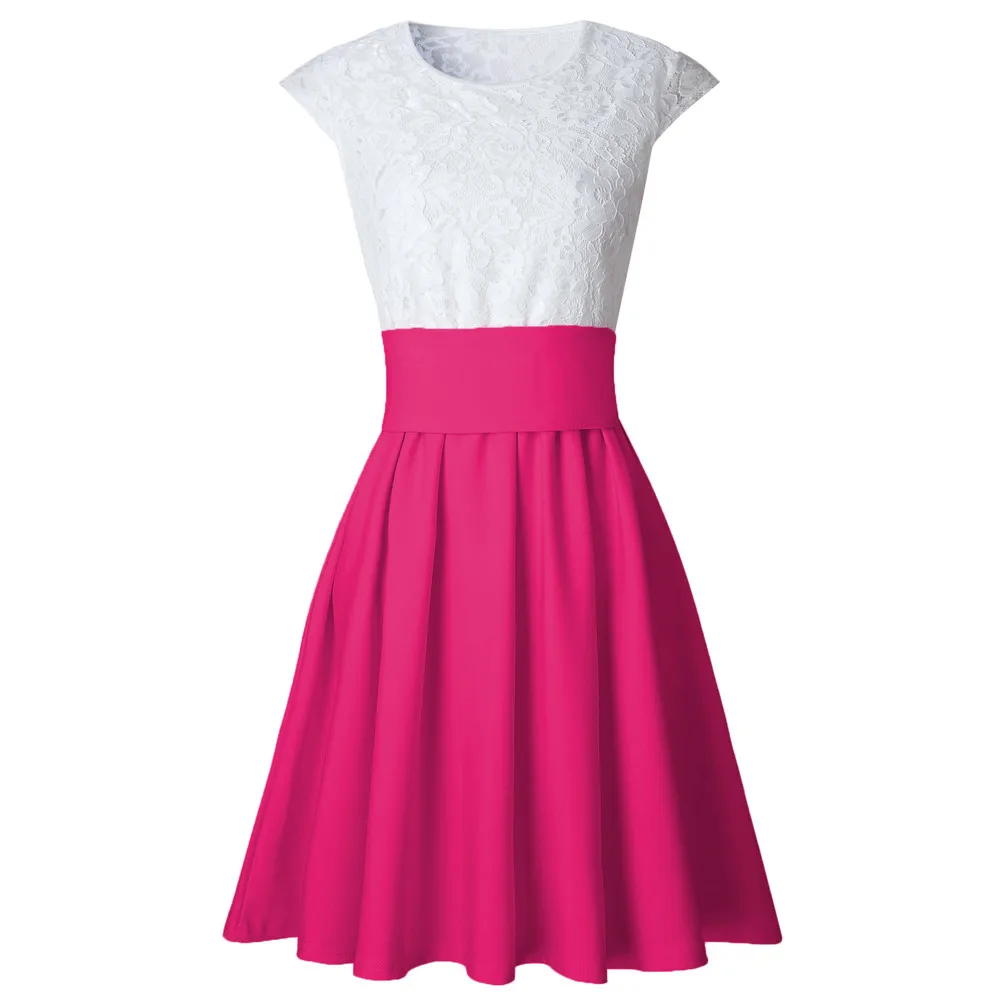 Женское кружевное коктейльное мини-платье летнее платье без рукавов с широким