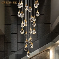 modern luxury diamond crystal pendant light led large cristal stair hanging lamp indoor kitchen island suspension light fixture