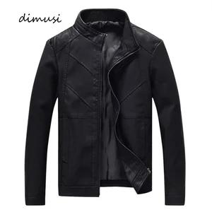 Куртка DIMUSI мужская из искусственной кожи, однотонная мотоциклетная Ветровка из искусственной кожи, Осень-зима