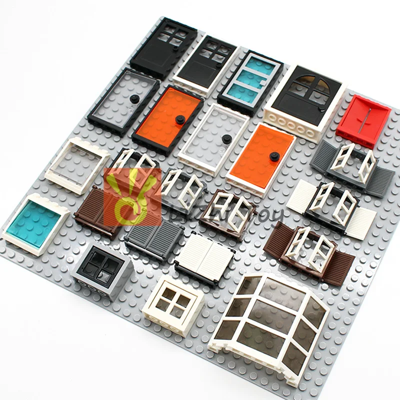 Кубики MOC Ландшафтная архитектура двери и окна сделай сам интеллектуальный блок