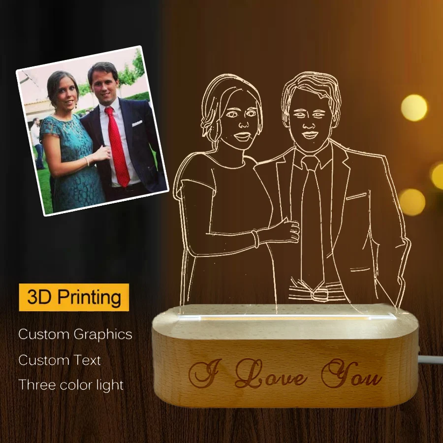 Фото 3D ночник на заказ светодиодный светильник для фотографий 3 цвета|Ночники| |