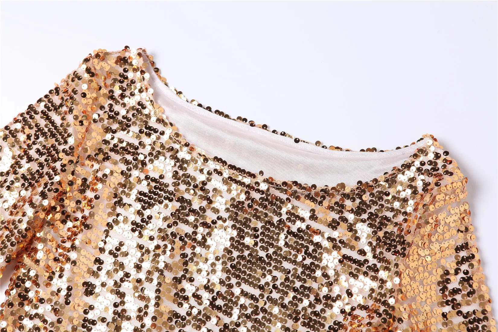 

Women's Sexy Shiny Sequined blouse O Neck Casual Shirt Women clothes shirts chiffon blouse women tops blouses Plus Size S-5XL