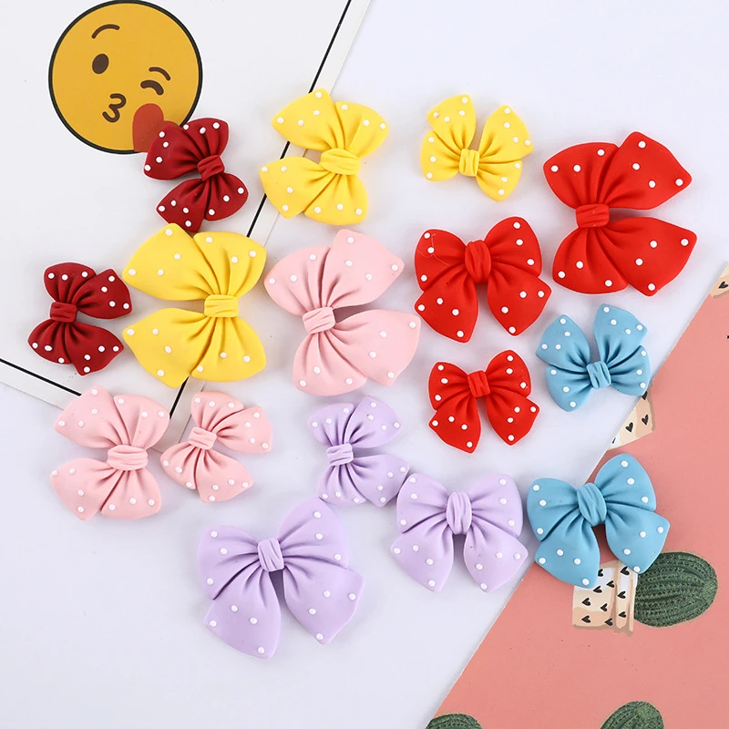 20pcs cute dot bowknot resin crafts diy childrens hair clips necklaces mobile phone shell patch decorative material accessories free global shipping