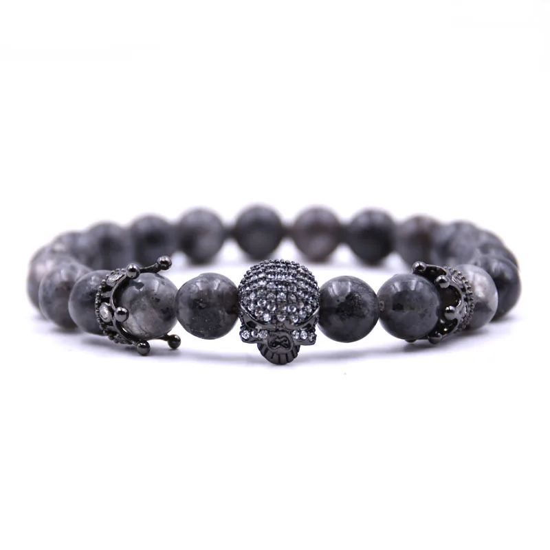 Мужской браслет с инкрустацией из циркона Золотая Корона череп дьявол мужские