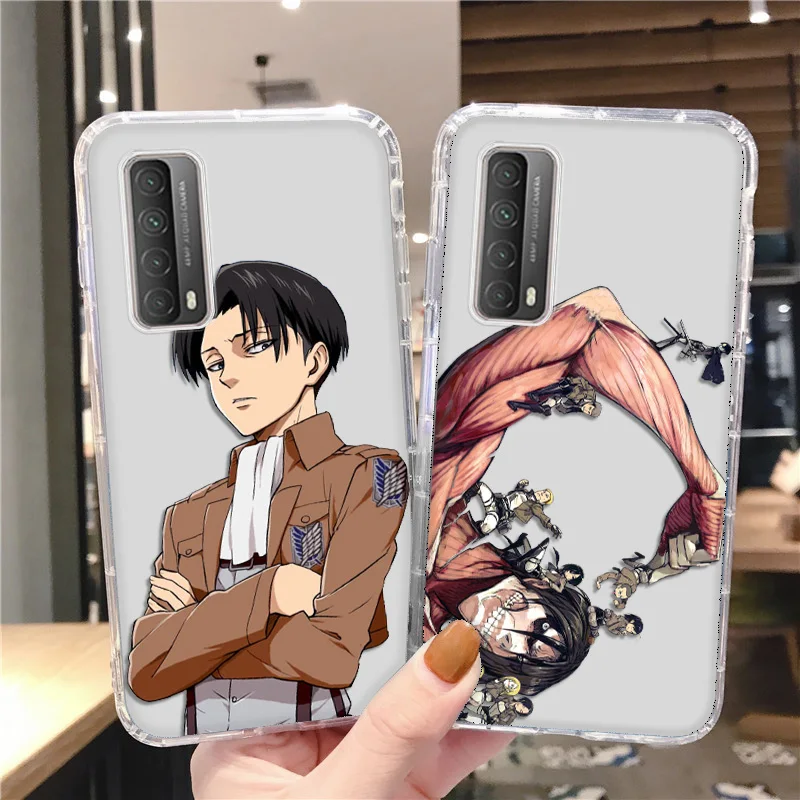 

P30 Pro Funda Huawei P40 Lite Case For Huawei P Smart 2021 Y5P Y6P Y7P Y9 Prime 2019 Nova 5T Anime Attack On Titan Clear Covers
