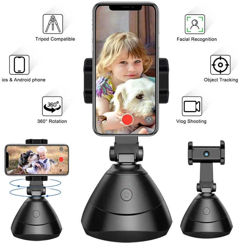 All-in-one Selfie Video Smart Shooting Camera Automatically Face Object Tracking 360°Horizontal Rotation Phone Mount Stabilizer |