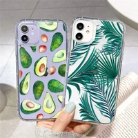 avocado leaf pattern case for iphone 11 12 pro max xr x cases coque iphone12 mini xs 7 8 plus se 2020 6 6s silicone cover funda