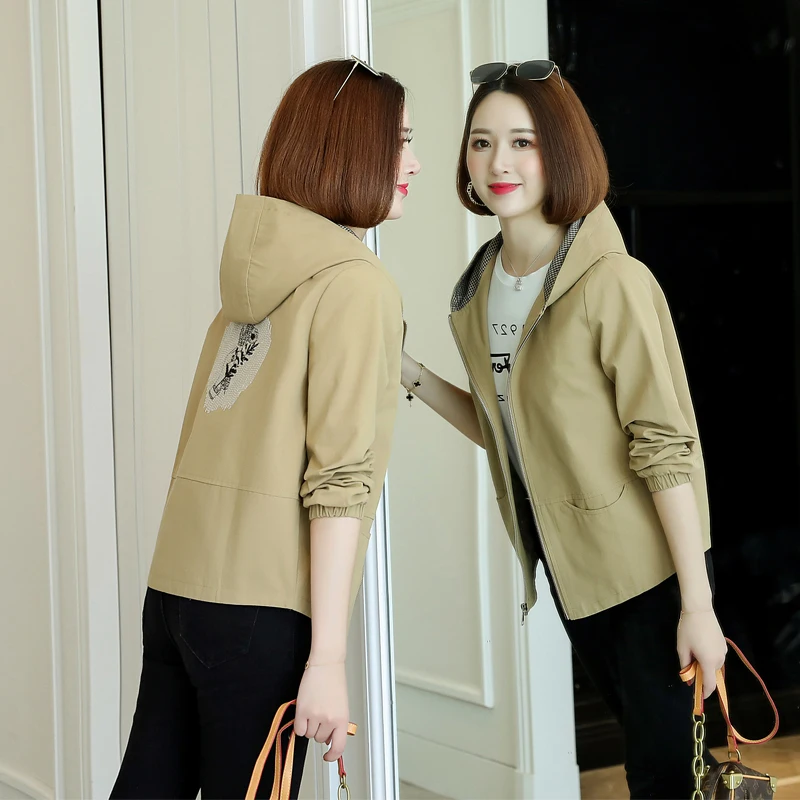 Куртка женская короткая с капюшоном модная Повседневная Свободная куртка в