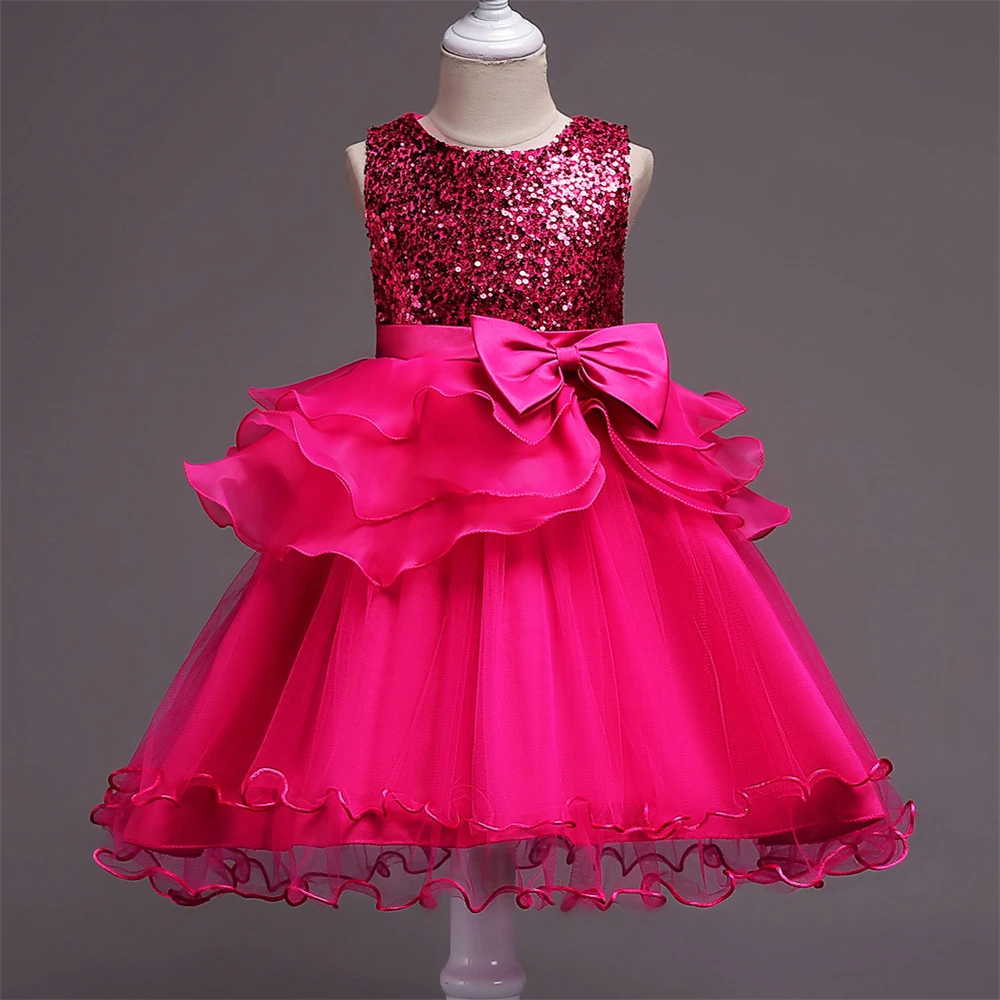 Evening Party Elegant Dresses for Girls Flower Girl Teenage Sequins Tulle Wedding Gowns Christmas Clothing | Детская одежда и