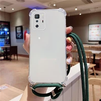 luxury cute lanyard silicone phone case for xiaomi redmi note 10 s 9 8 mi 12 11 t lite pro ultra thin necklace rope cover