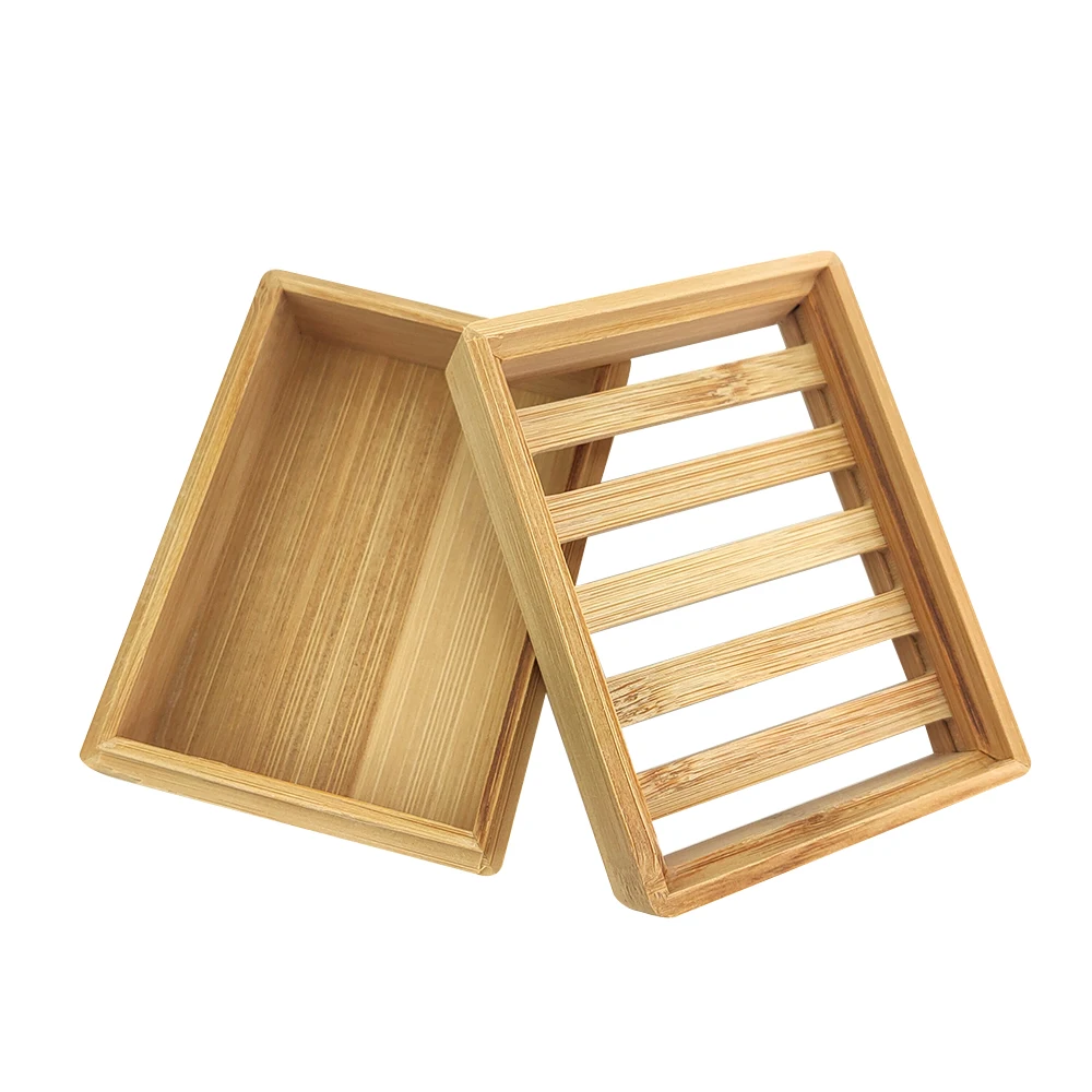 In Stock Wooden Soap Dishes Bamboo Tray Holder Rack Plate Box Container Portable for Home Bathroom | Дом и сад