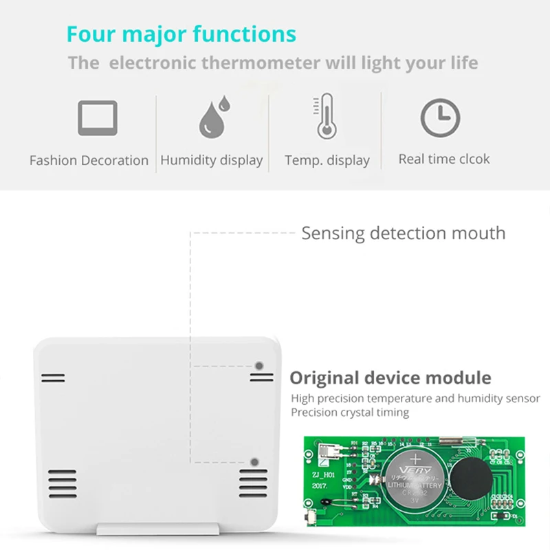 

Multifunction Thermometer Hygrometer Automatic Electronic Temperature Humidity Monitor Clock 3.2inch Large LCD Screen